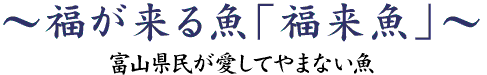 福が来る魚「福来魚」~富山県民が愛してやまない魚~