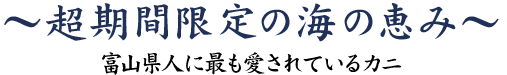 超期間限定の海の恵み~富山県人に最も愛されているカニ~