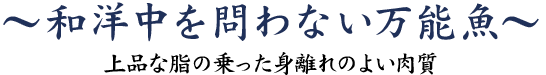 和洋中を問わない万能魚~上質な脂の乗った身離れのよい肉質~